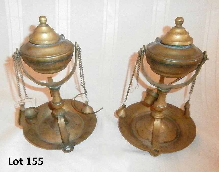 Pair Of Ship Brass Lanterns For Table Top Or Wall (1 of 3)