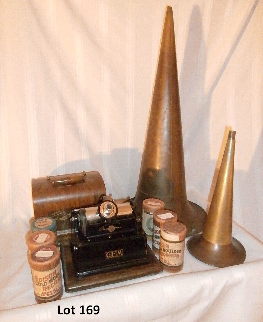 Edison Gem Phonograph With 2 Horn 6 Records (1 of 7)