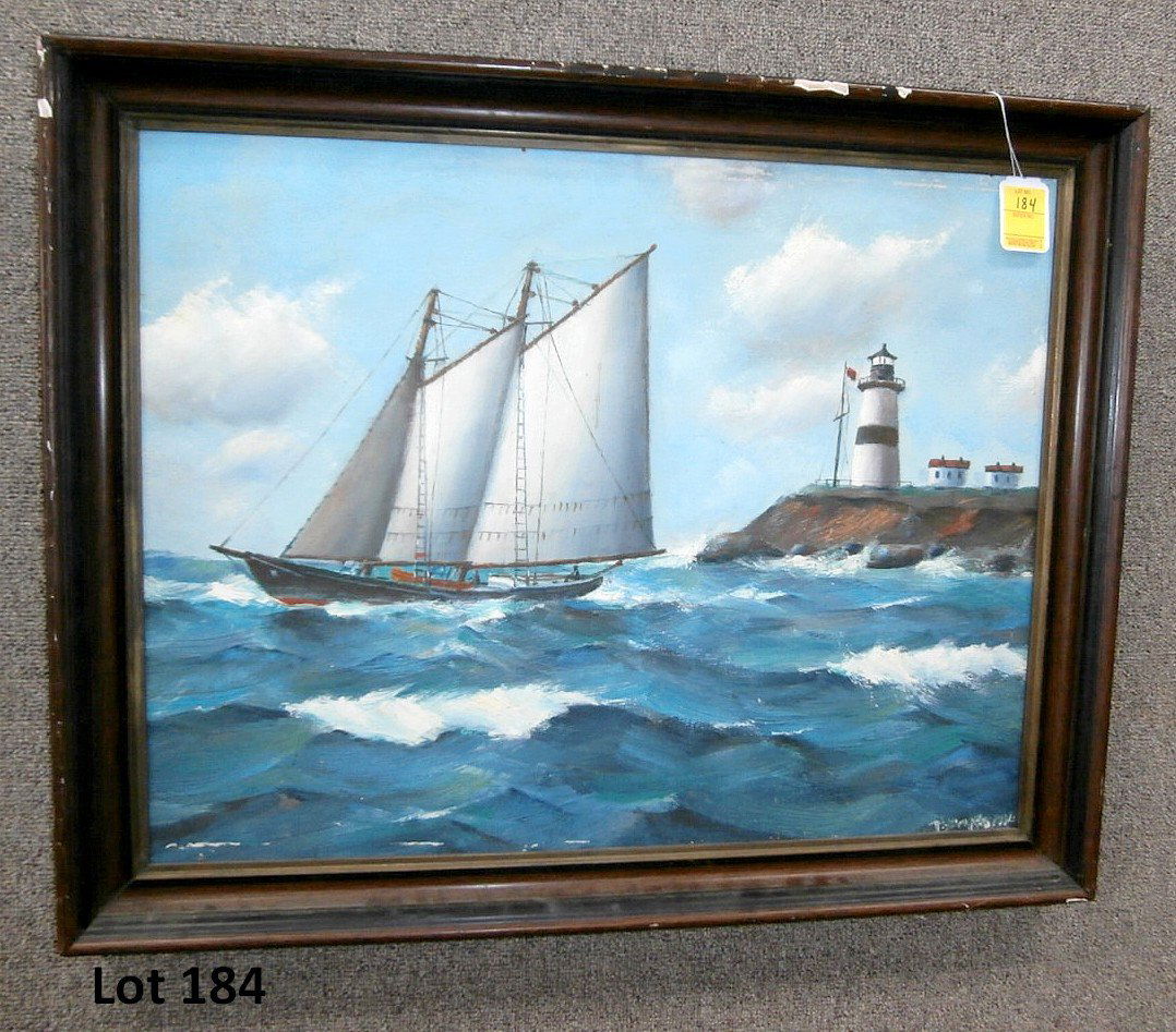 Ellery Thompson Painting Tall Ship & Lighthouse (1 of 5)