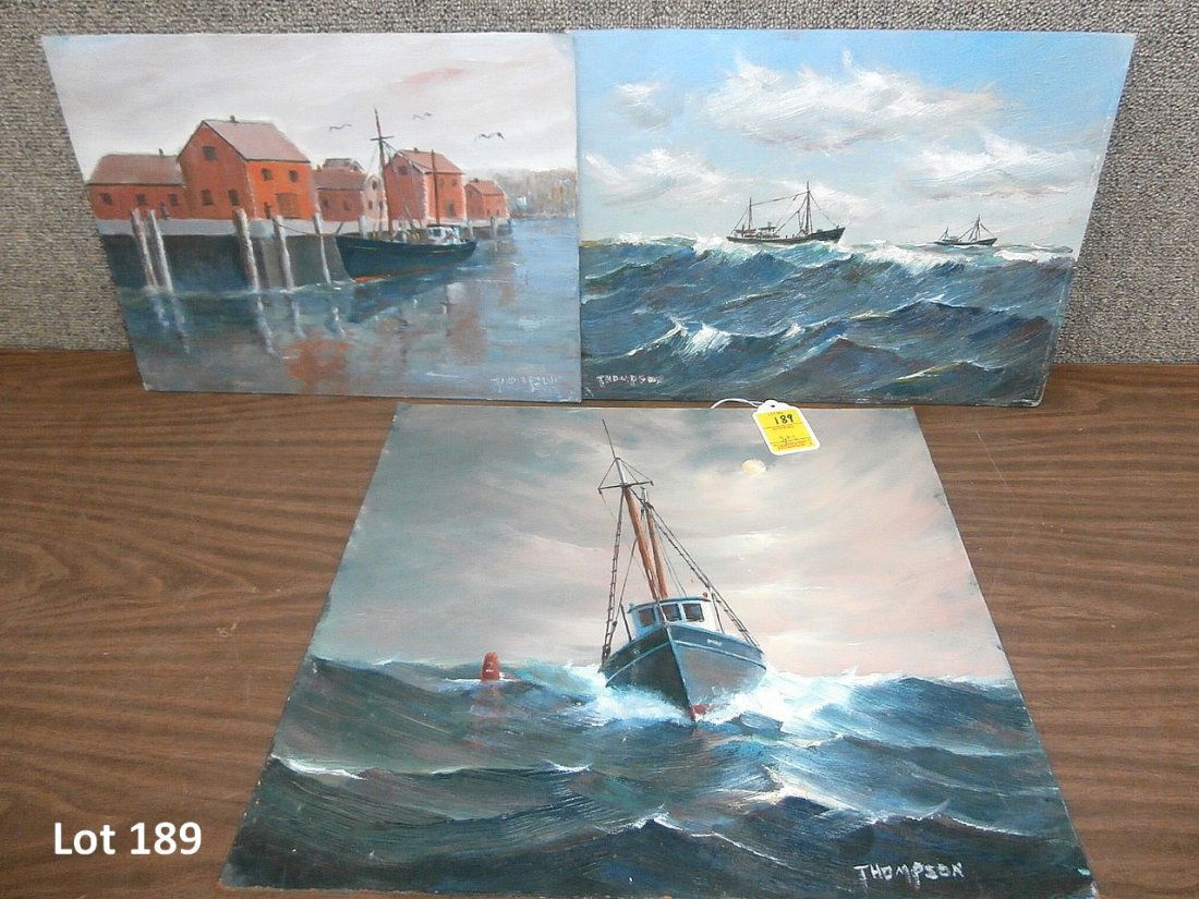 Ellery Thompson 3 Unframed Paintings Of Boats (1 of 5)