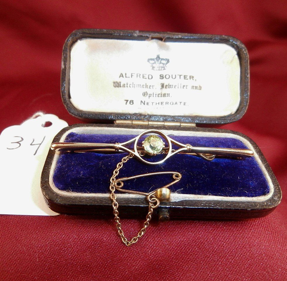 15K Antique Peridot Pin w/Original Case (1 of 5)