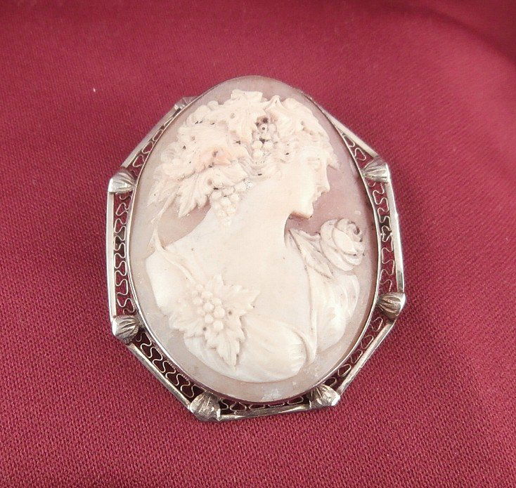 14K White Gold Cameo Pin/Pendant (1 of 5)