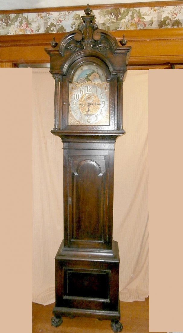 W&H Germany Oak Tall Case Clock with Paw Feet (1 of 10)