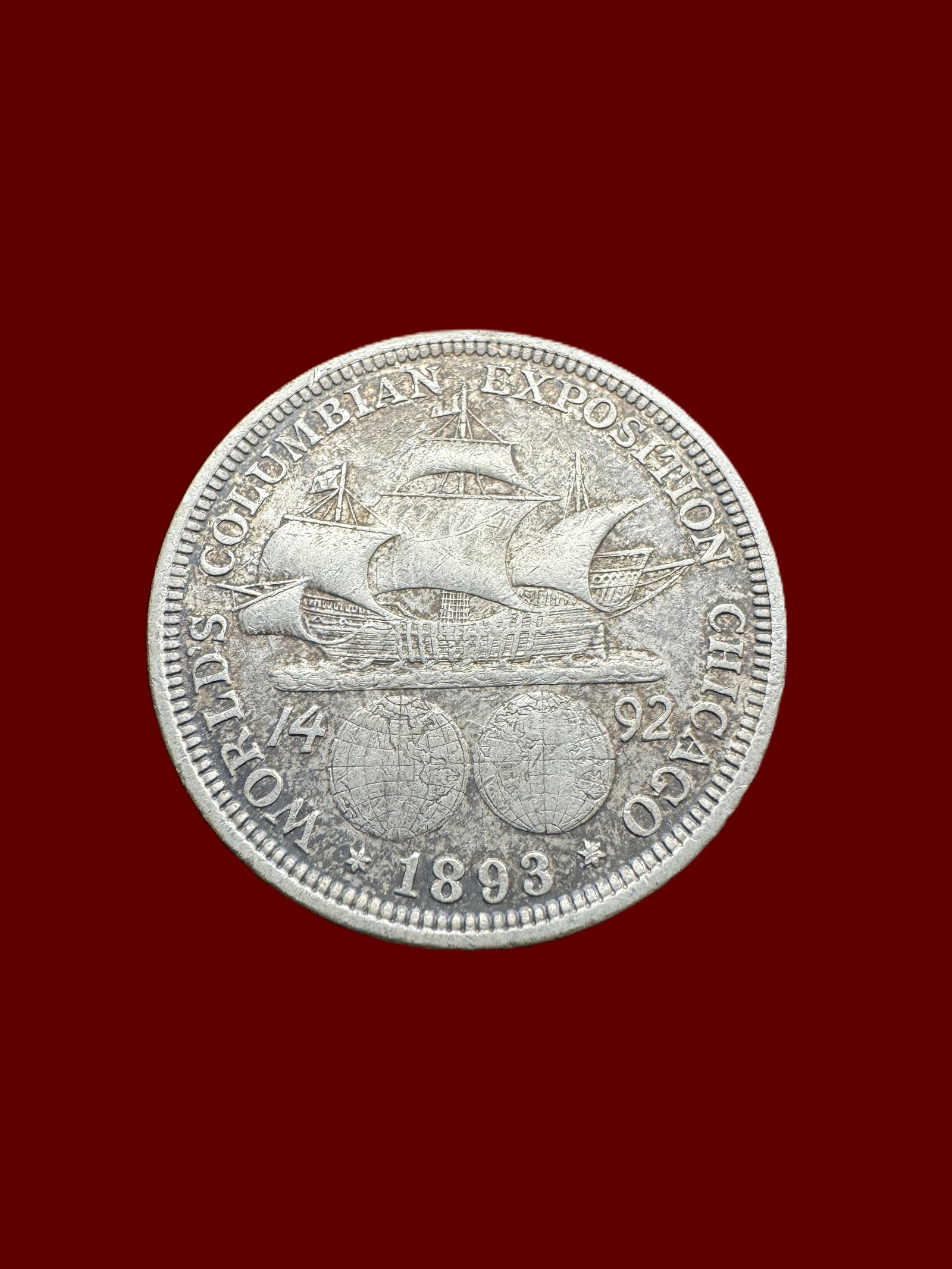 1893 50c Columbian Exposition Commemorative Silver Half Dollar: 90% Silver Half Dollar