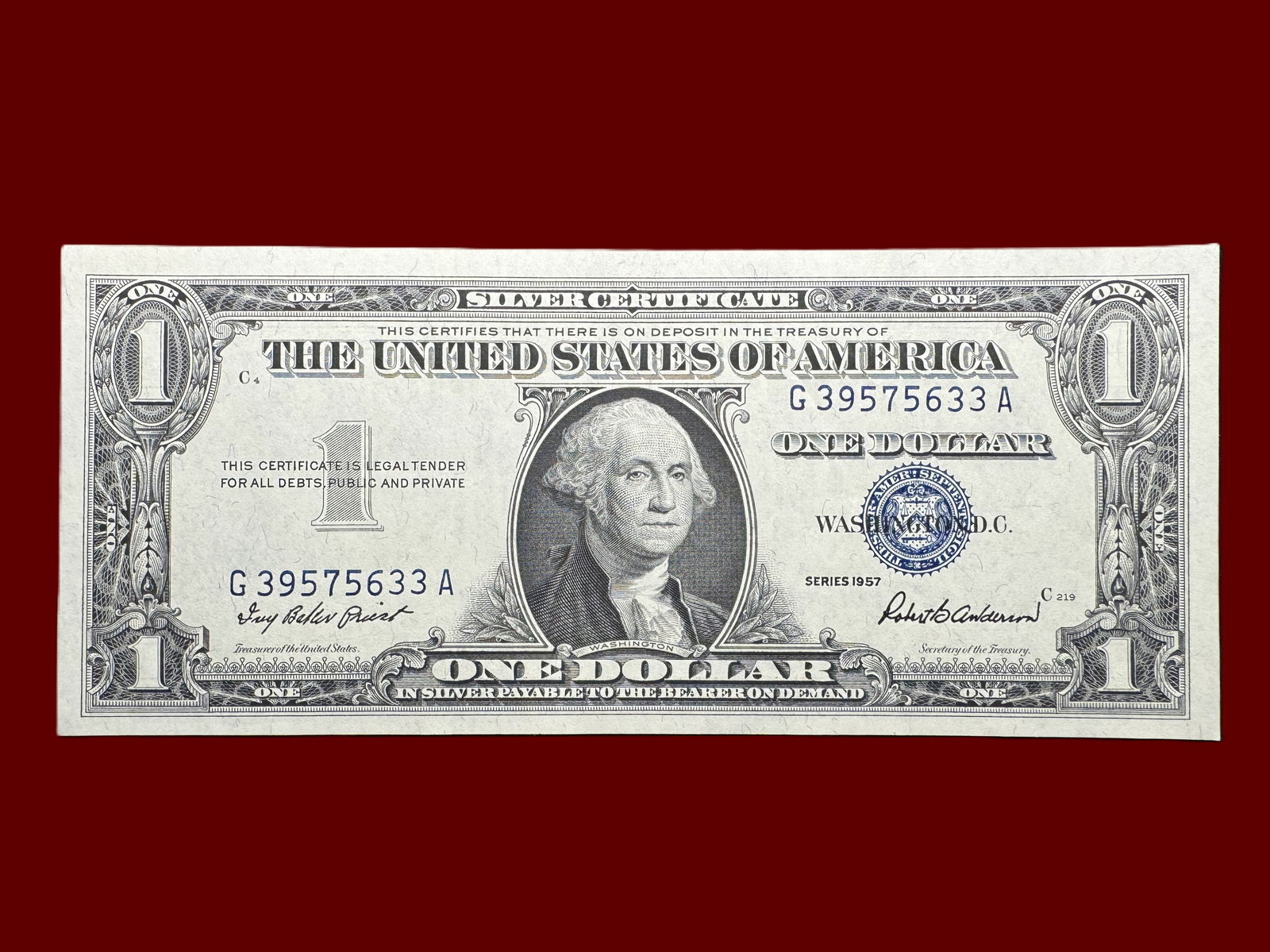 Consecutive Pair 1957 $1 Silver Certificate #2 Ending 33A (1 of 2)