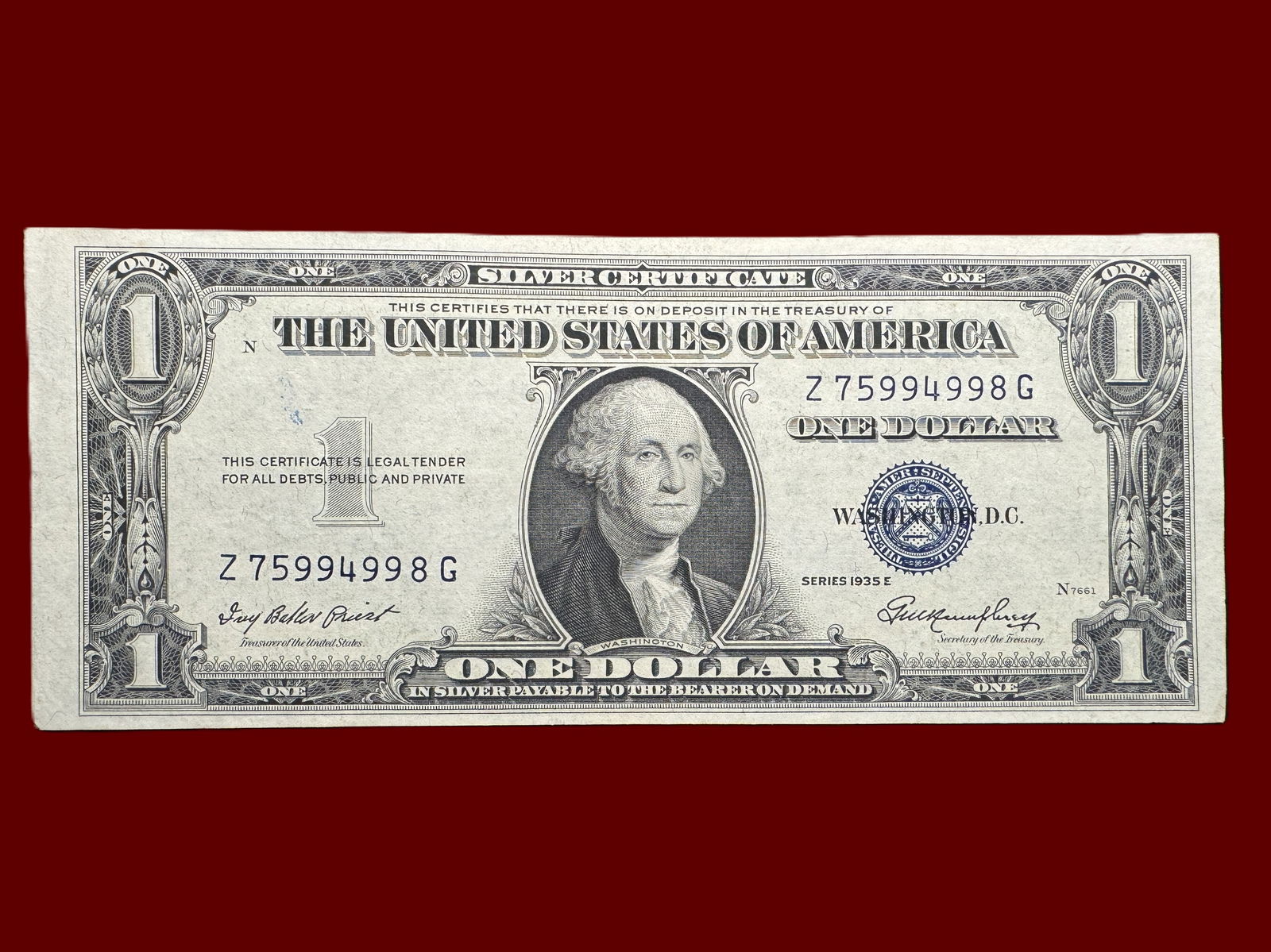 1935 E Blue Seal $1 Silver Certificate (1 of 2)