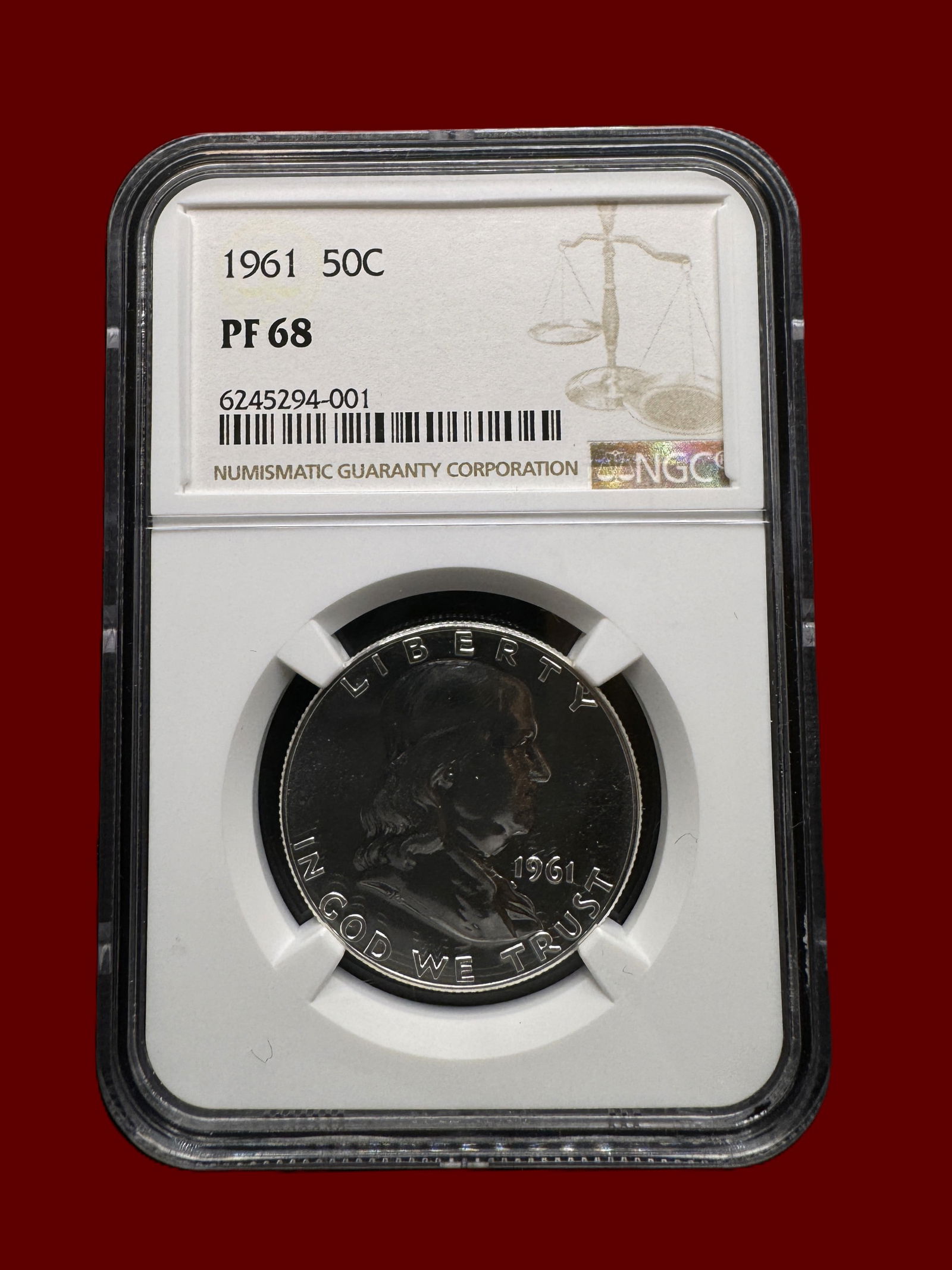 NGC 1961 50c PF68 Franklin Half Dollar Silver Proof Coin (1 of 2)
