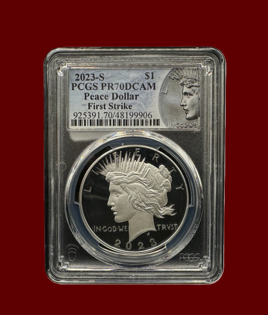 PCGS PR70DCAM 2023 S$1 Peace Dollar First Strike (1 of 3)