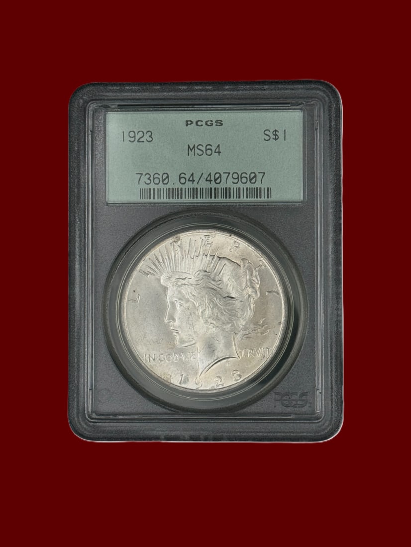 Old Green Label PCGS MS64 1923 Peace Dollar Philadelphia Mint (1 of 2)