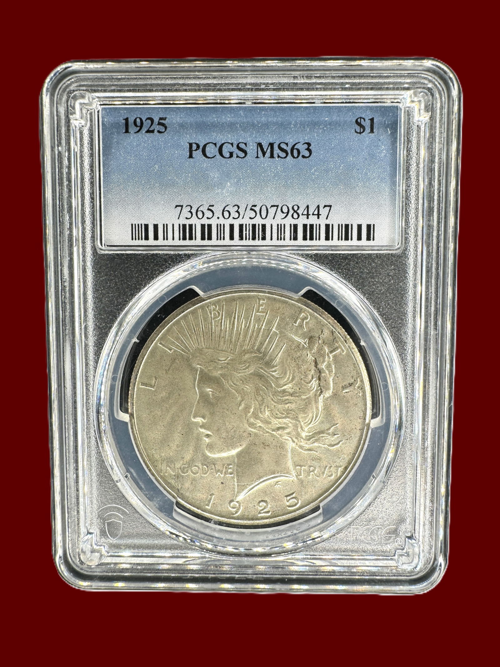 PCGS MS63 1925 Peace Dollar Philadelphia Mint (1 of 2)