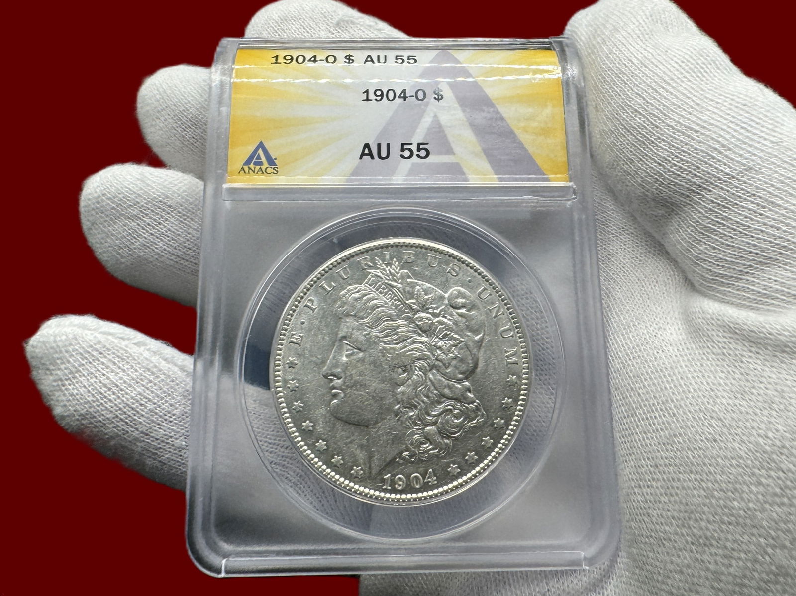 ANACS AU55 1904 O Morgan Silver Dollar (1 of 2)