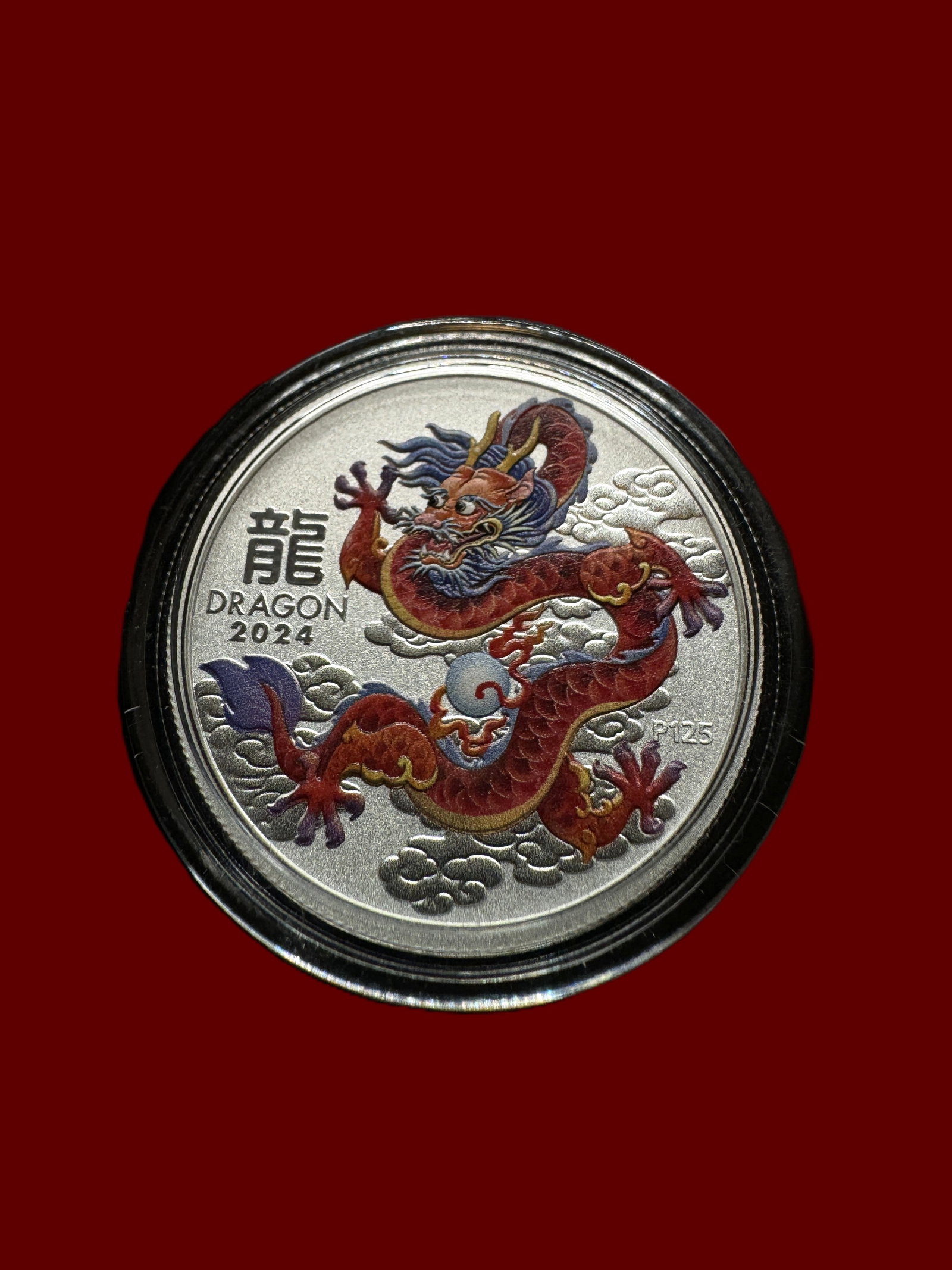 2024 Lunar Year of the Dragon Australian 1/2oz Silver Half Dollar - Red: 0.9999 Fine -- MSRP $50