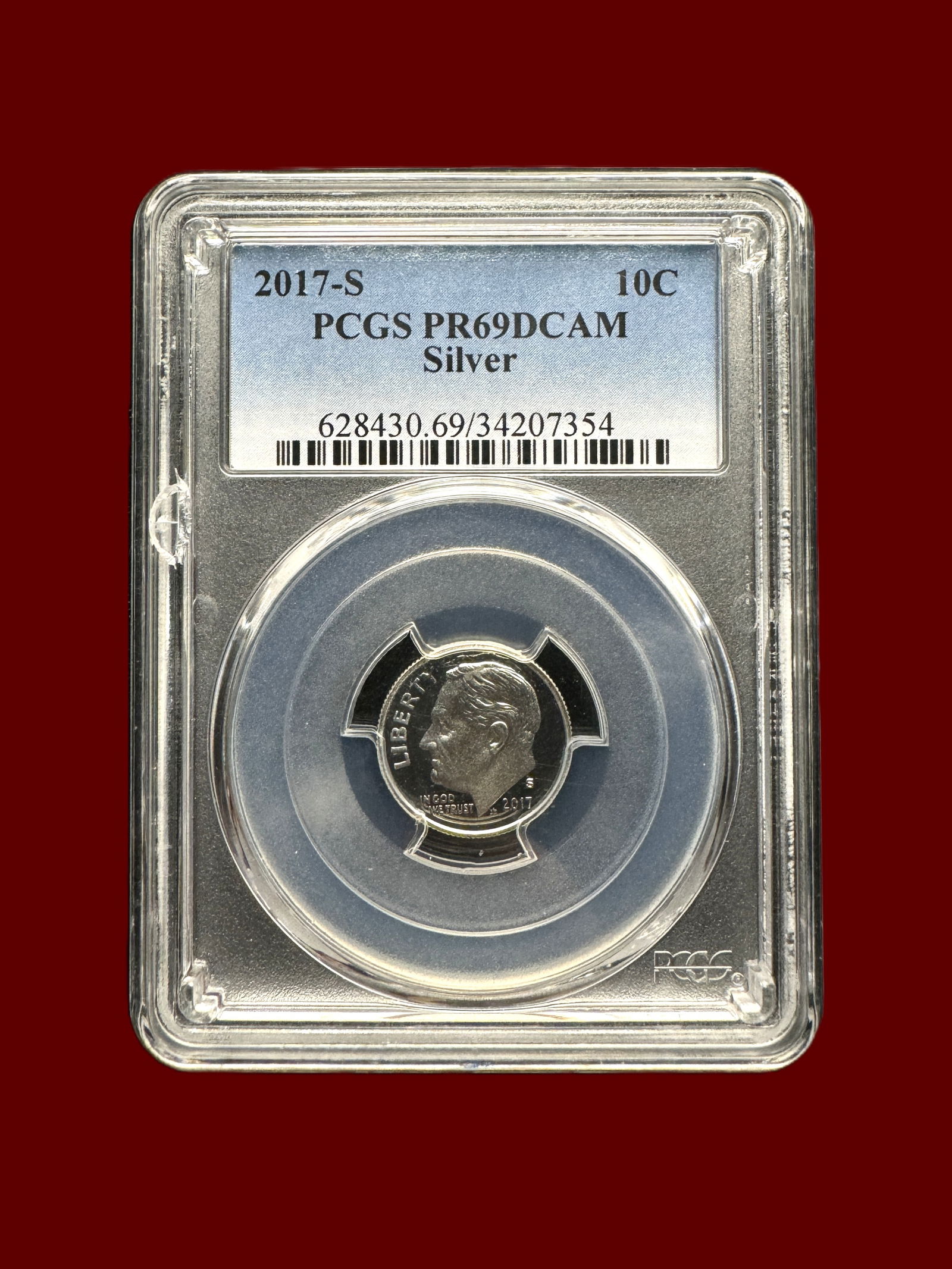 PCGS PR69DCAM 2017 S 10c Silver Roosevelt Dime: Proof 69 Deep Cameo Silver Dime