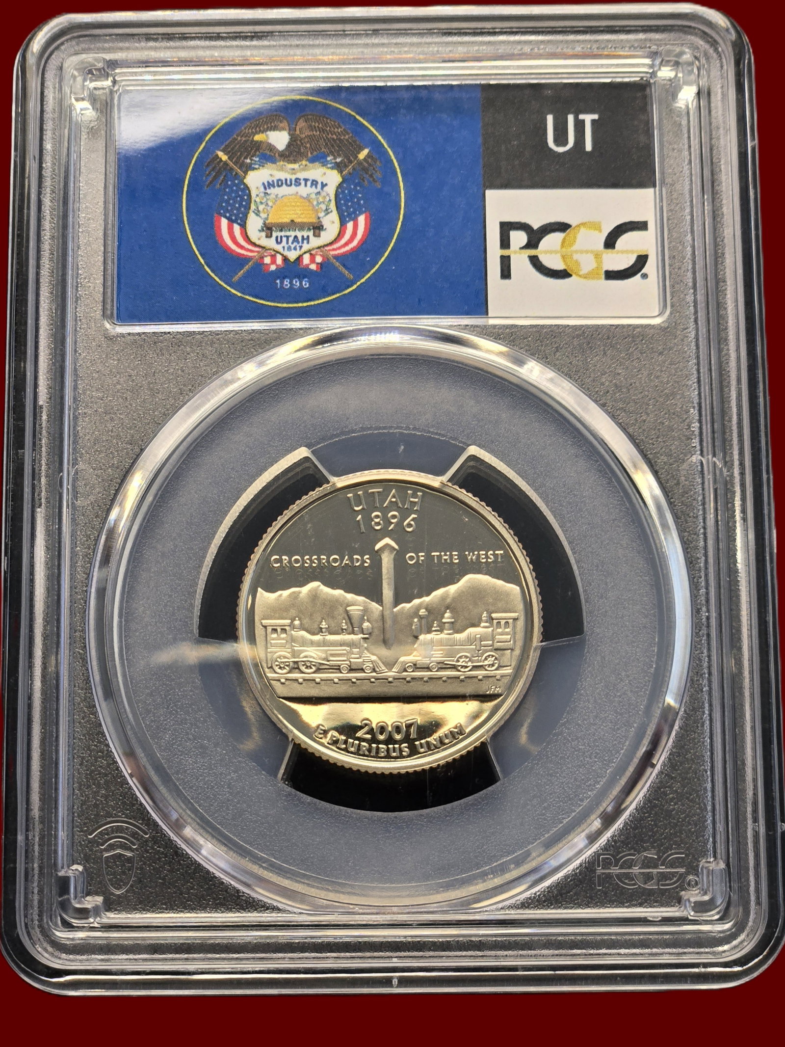 PCGS PR69DCAM 2007 S 25c Utah Quarter: Proof 69 Deep Cameo Quarter