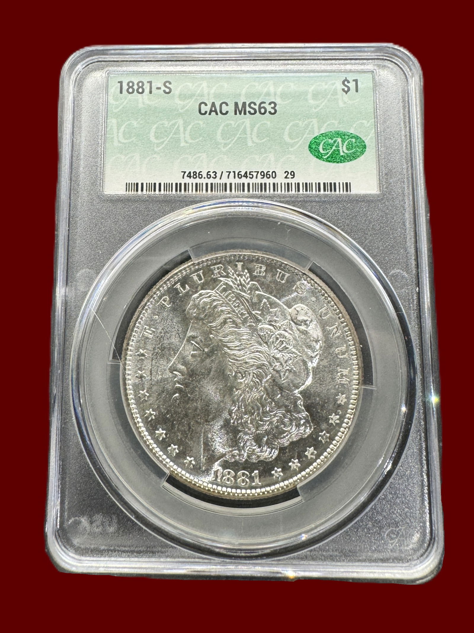 CAC MS63 1881 S Morgan Silver Dollar (1 of 2)