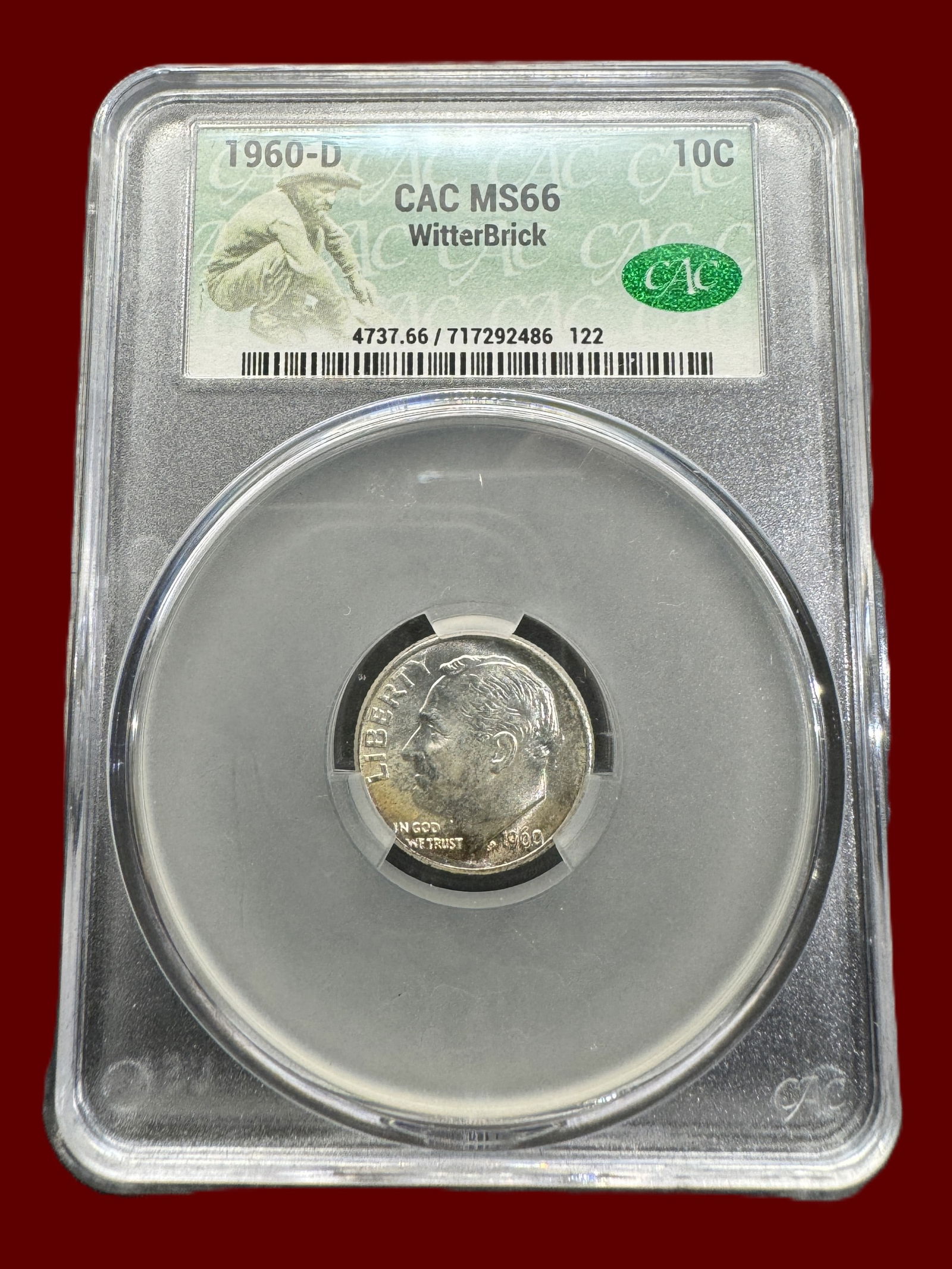 CAC MS66 Witterbrick 1960 D 10c Roosevelt Silver Dime (1 of 2)