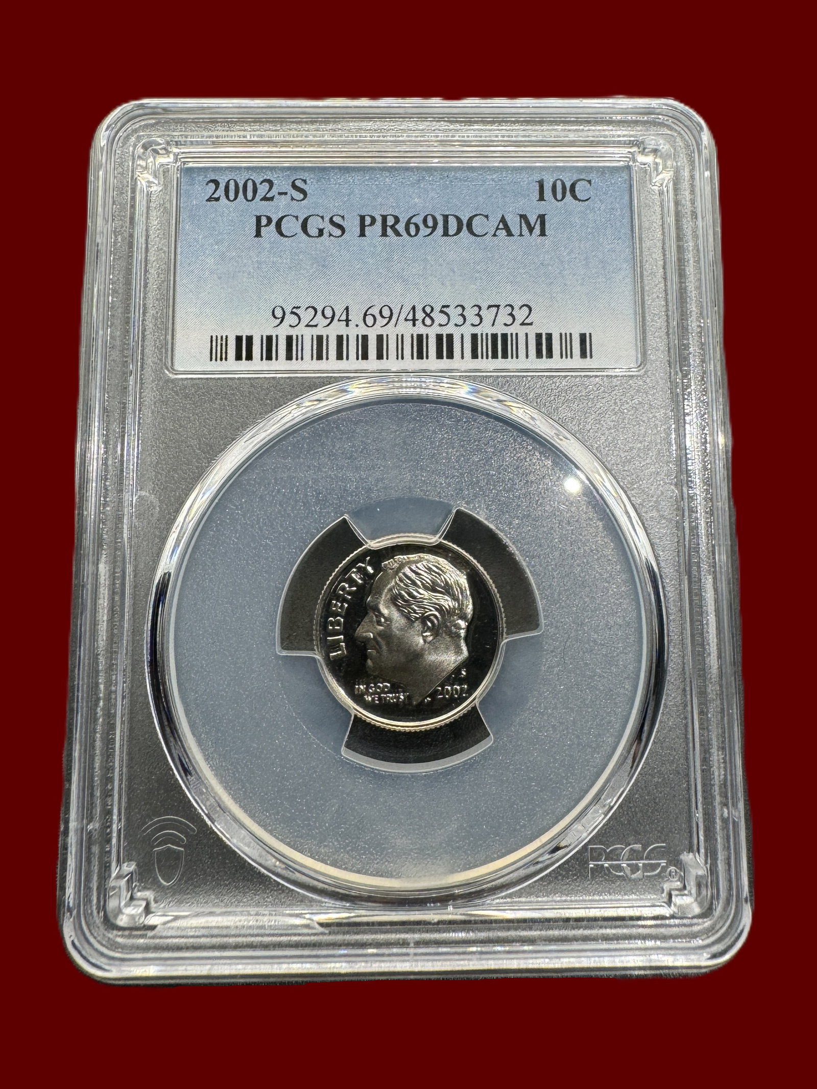 PCGS PR69DCAM 2002 S 10c Roosevelt Dime: Proof 69 Deep Cameo