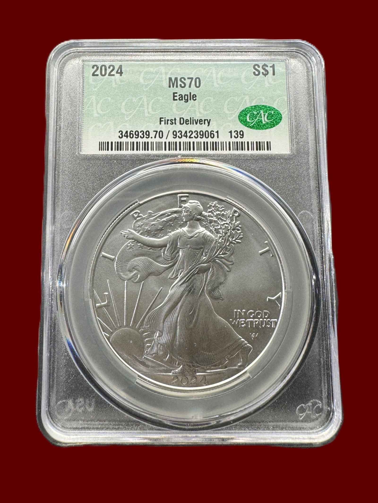 CAC MS70 2024 S$1 Silver Eagle First Delivery (1 of 2)