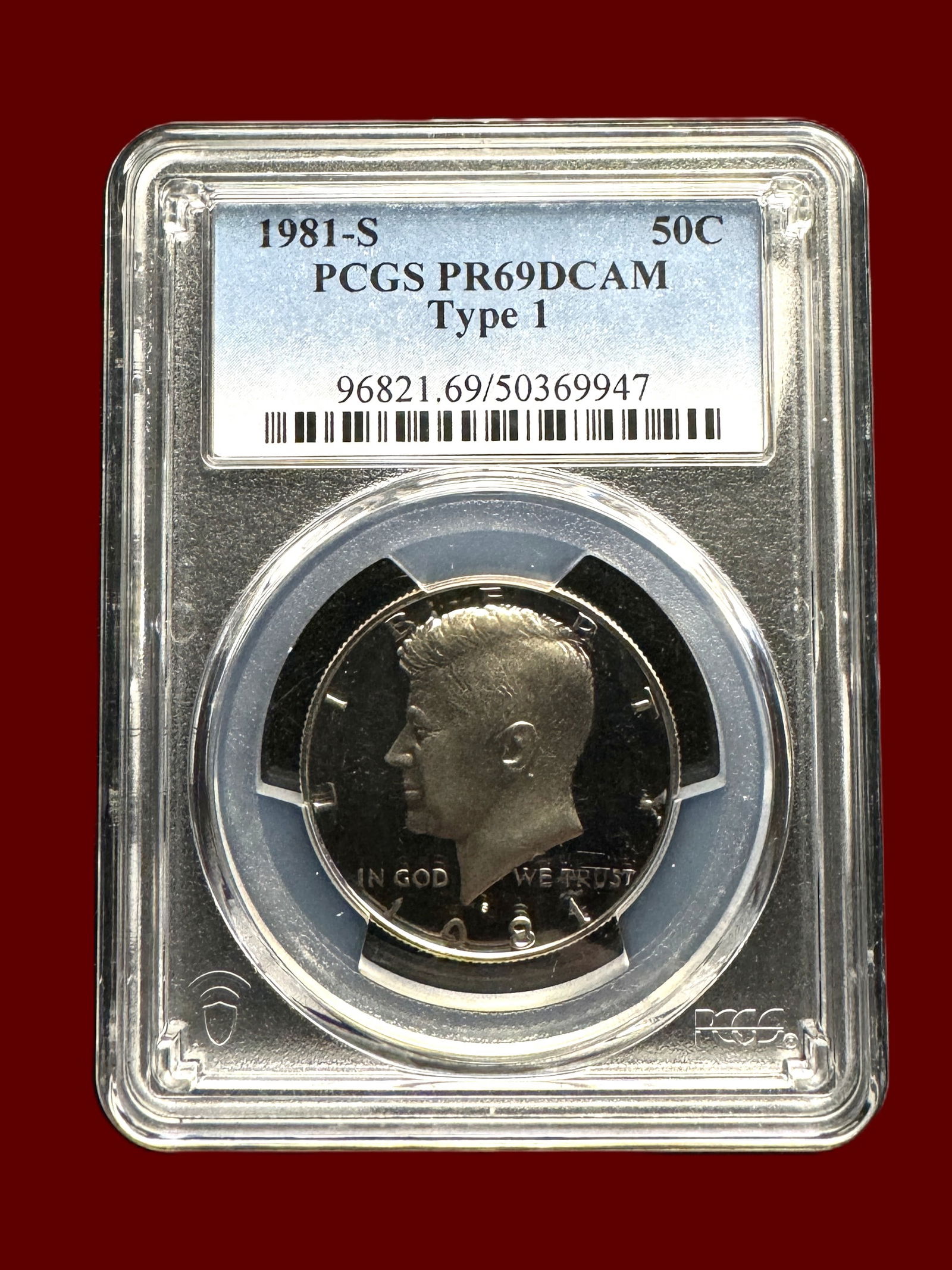 PCGS PR69DCAM Type 1 1981 50c Kennedy Half Dollar Proof (1 of 2)