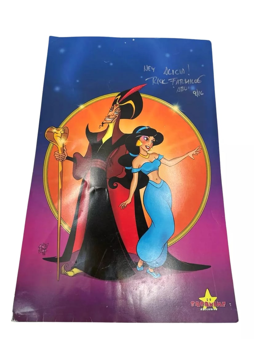 Signed SacAnime Exclusive 2016 Disney Aladdin Jafar Jasmine Poster Art (1 of 8)