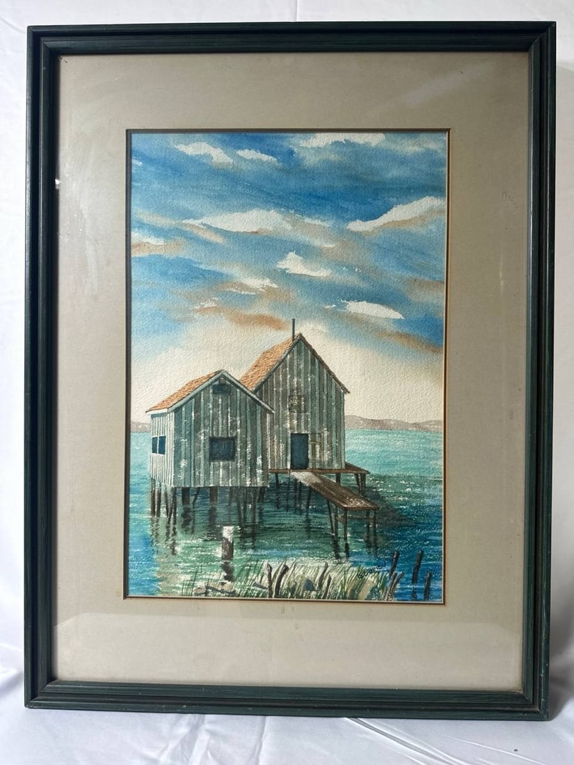 WM J Bill OBrien Original Framed Painting Coastal Scene 19x25 In (1 of 9)