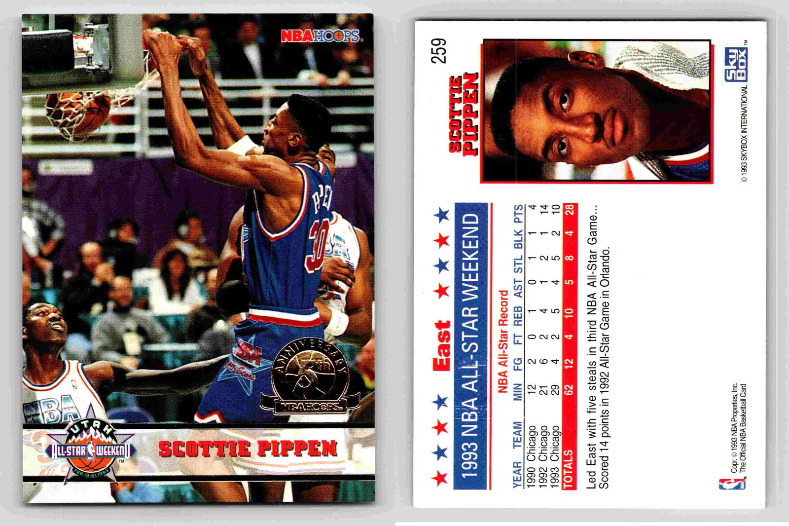 Scottie Pippen NBA AllStar Weekend 1993 SkyBox Card 259 Basketball Legend (1 of 11)