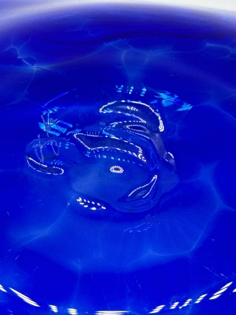 Stunning Cobalt Blue Handcrafted Glass Decorative Bowl 11x11 in (1 of 18)