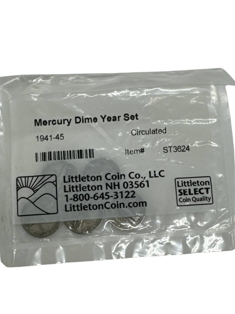 Mercury Dime Year Set 1941-1945 Littleton Coin Collection USA (1 of 7)