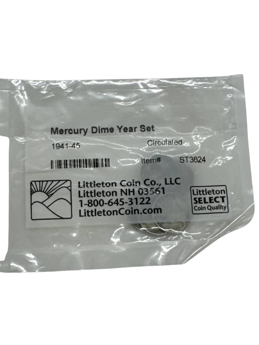 Mercury Dime Year Set 1941-1945 Circulated Collectible Coins (1 of 6)