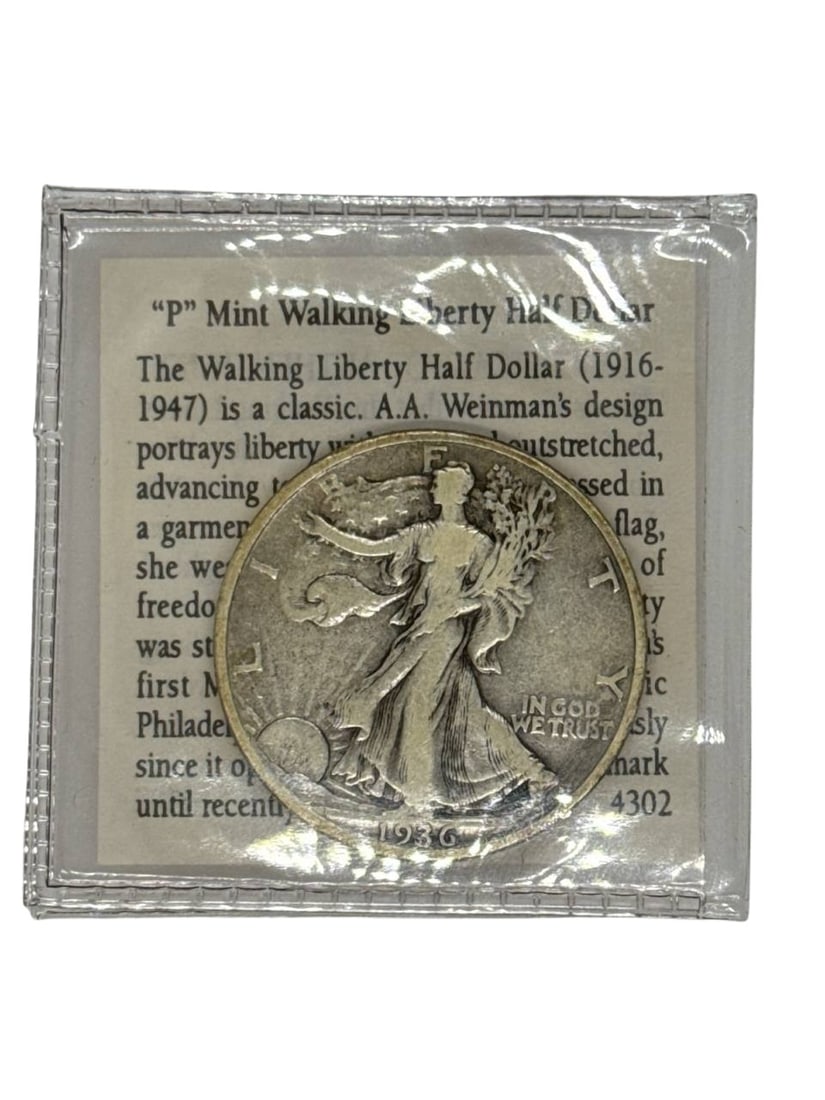 Walking Liberty Half Dollar Coin 1936 Philadelphia Mint Classic Collectible (1 of 5)