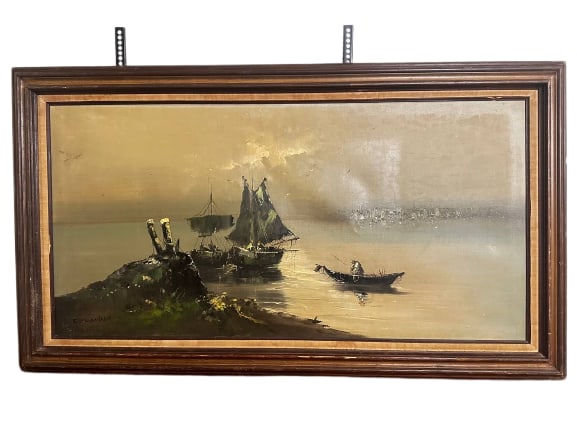 L Amadeus Framed Nautical Seascape Oil Painting 55x31 in 15 lb (1 of 15)