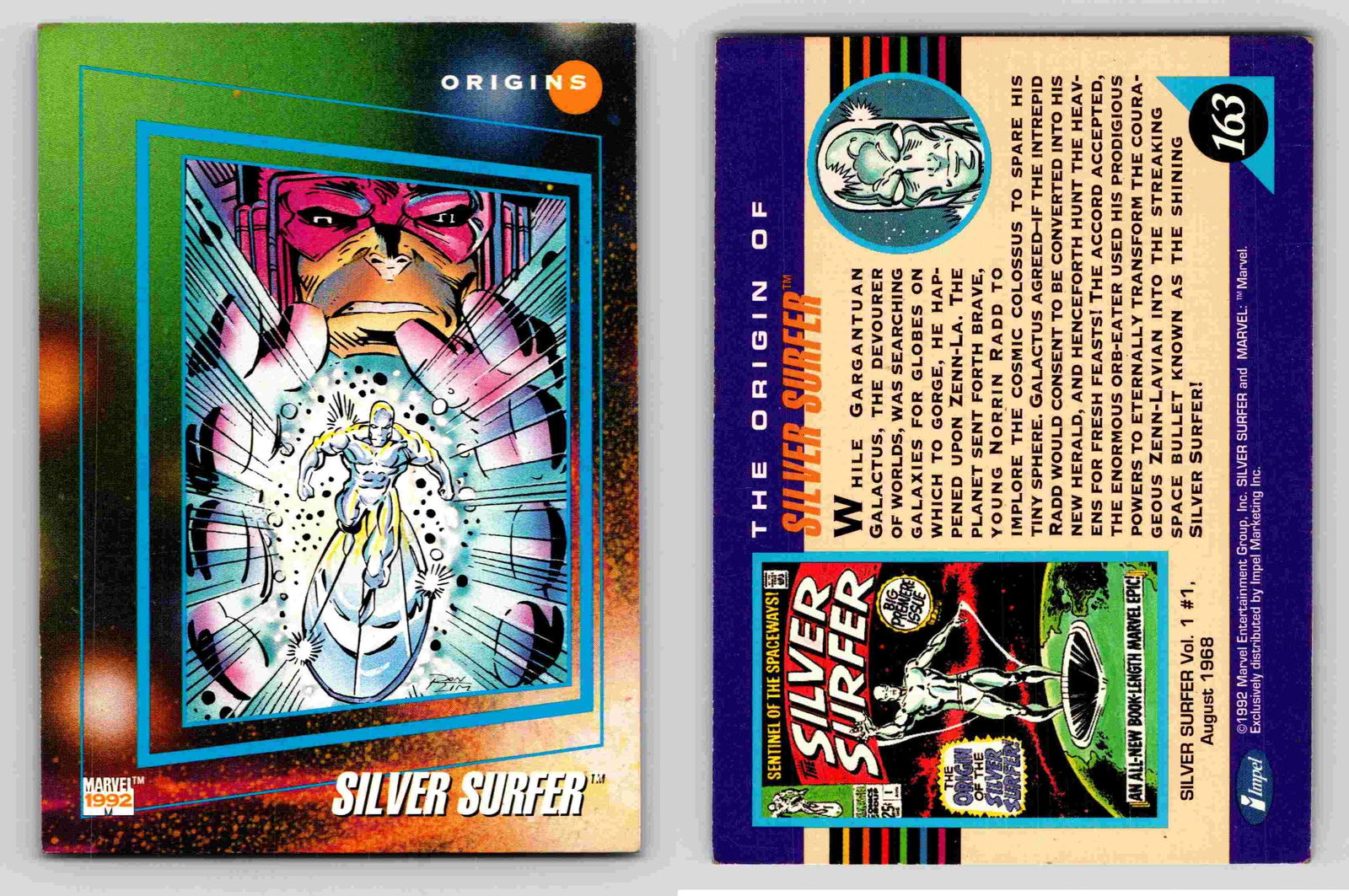 Marvel Masterpieces Silver Surfer Galactus Devourer Of Worlds 1992 Card (1 of 10)