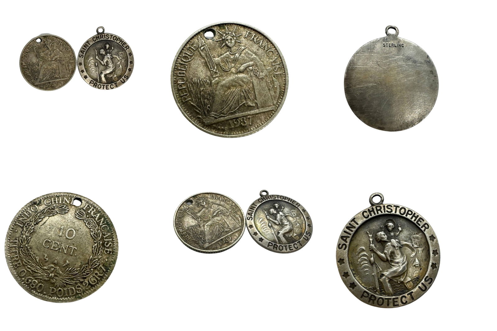 Saint Christopher Protect Us Sterling Silver Vintage Pendants Lot (1 of 7)