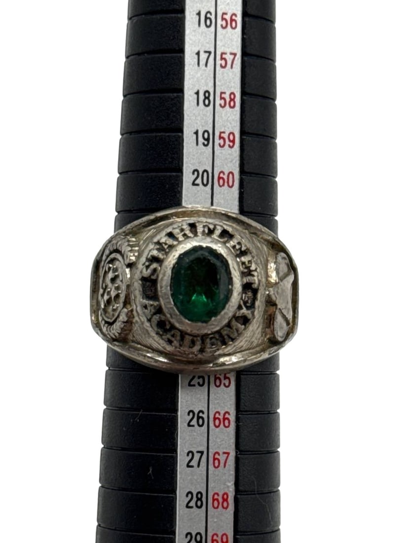 Vintage Starfleet Academy Silver Ring with Green Oval Stone Size US 9 0.58 oz (1 of 12)