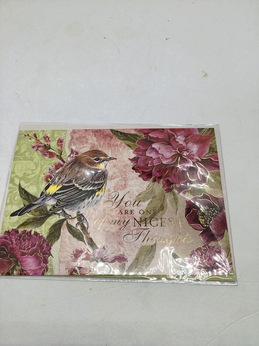 Floral Bird Card With Nice Thoughts and Pink Flowers Design: See pictures for details