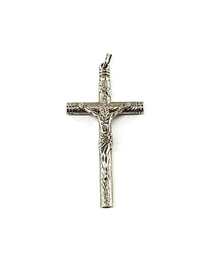 Vintage Silver Cross With God Protect Inscription And Unique Design: See pictures for details