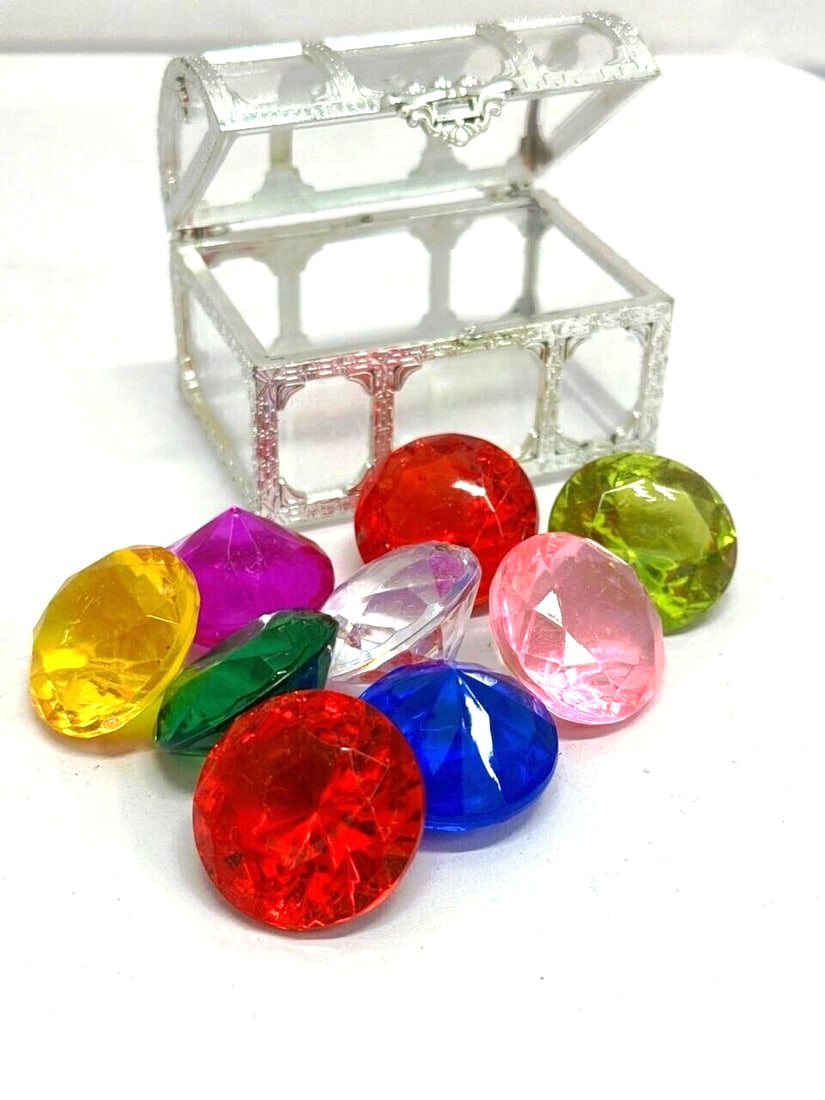 Decorative Silver Box With Colorful Gemstones For Display: See pictures for details