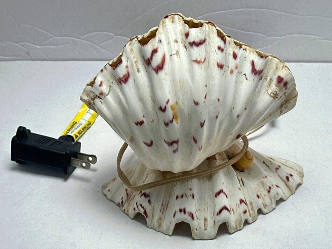 Vintage Seashell Electric Night Light Lamp with Switch Plug-In 6x5-1/2x4-1/2 (1 of 8)