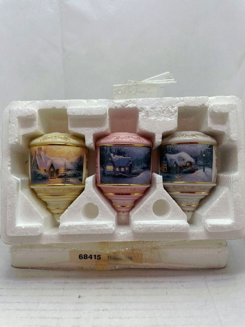 Christmas Ornament Set Of Three Hand-Painted Unique Holiday Decorations D (1 of 5)