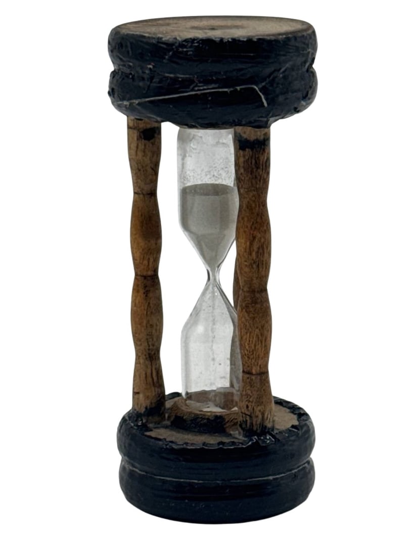 Vintage Wooden Hourglass Timer Sand Timer 4.5 Inch Black And Brown (1 of 5)