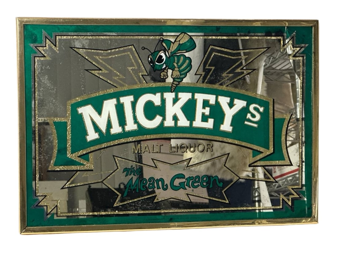 Mickey's Malt Liquor The Mean Green Vintage Bar Mirror Sign 18x12 in 1 lb (1 of 7)