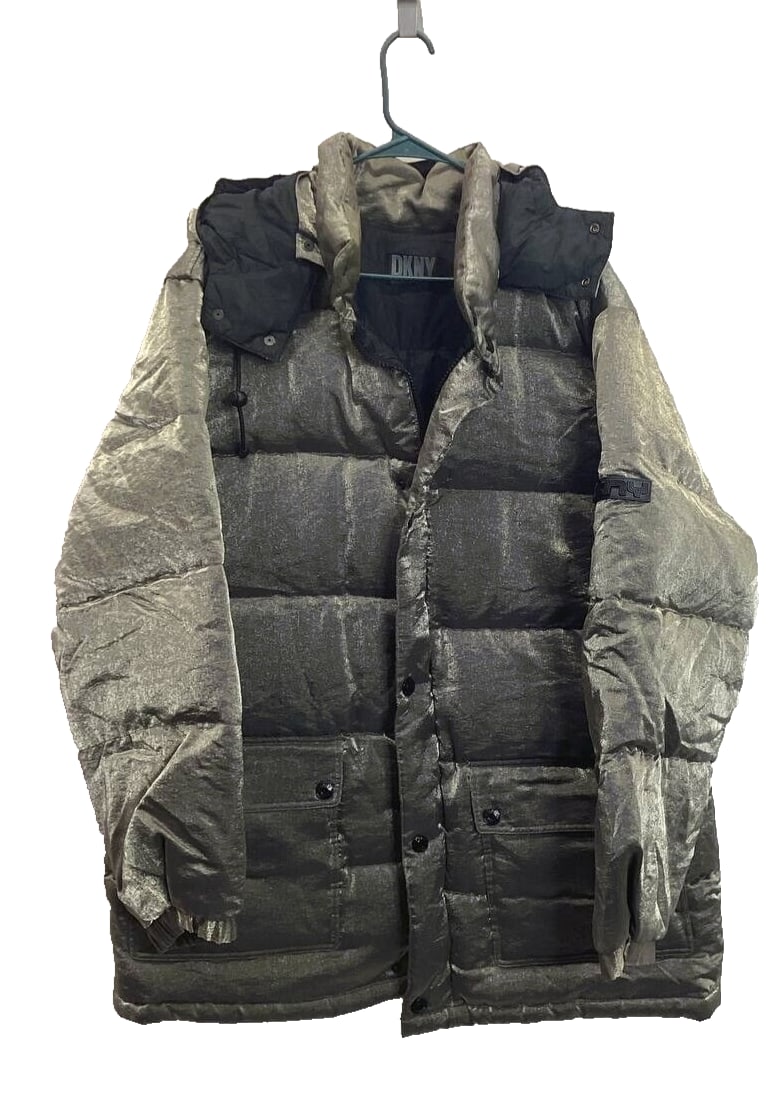 DKNY Gray Polyester Down Feather Jacket Size XL: DKNY Gray Polyester Down Feather Jacket Size XL