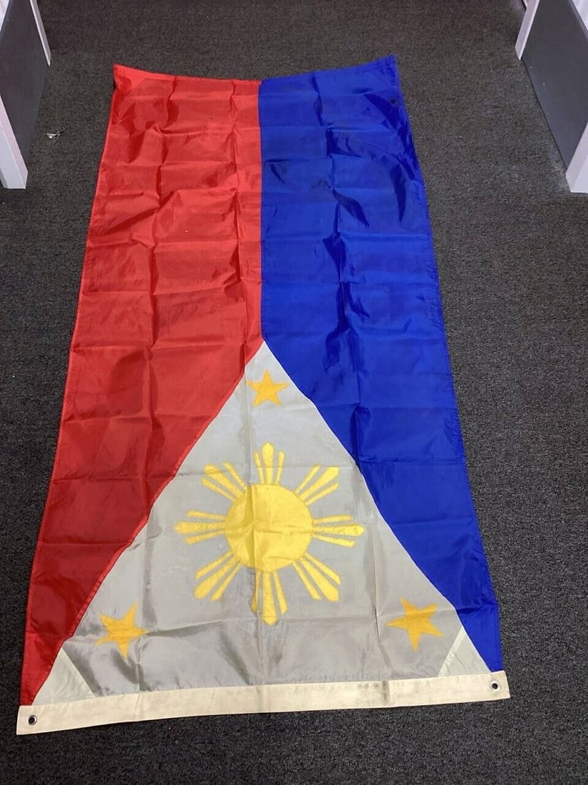Colorful Philippine Flag With Sun And Stars Emblem: Colorful Philippine Flag With Sun And Stars Emblem