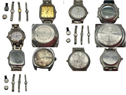 Vintage Christian Dior And Raymond Weil Quartz Wristwatches 1 lb: This collection of vintage wristwatches features fascinating pieces from renowned brands such as Christian Dior and Raymond Weil. The assortment includes a variety of styles, each showcasing unique cr