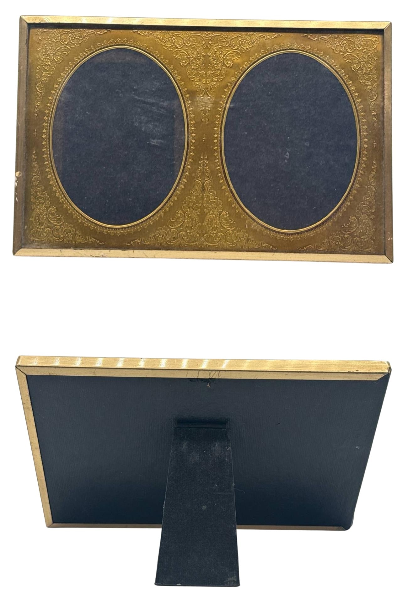 Antique Ornate Gold Tone Double Oval Brass Picture Frame 8x5 Inches (1 of 3)