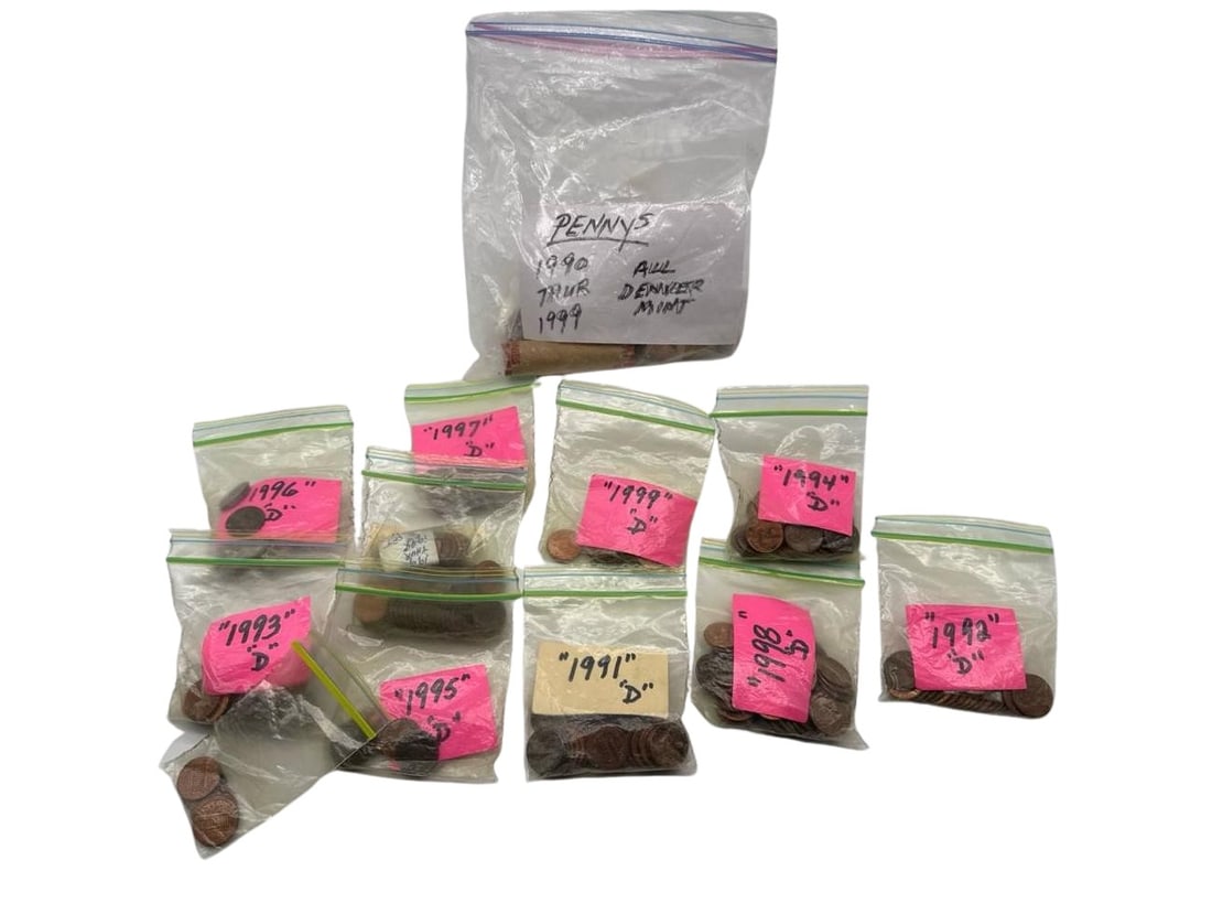 U.S. Penny Collection 1990-1999 Denver Mint Assorted Bags (1 of 2)