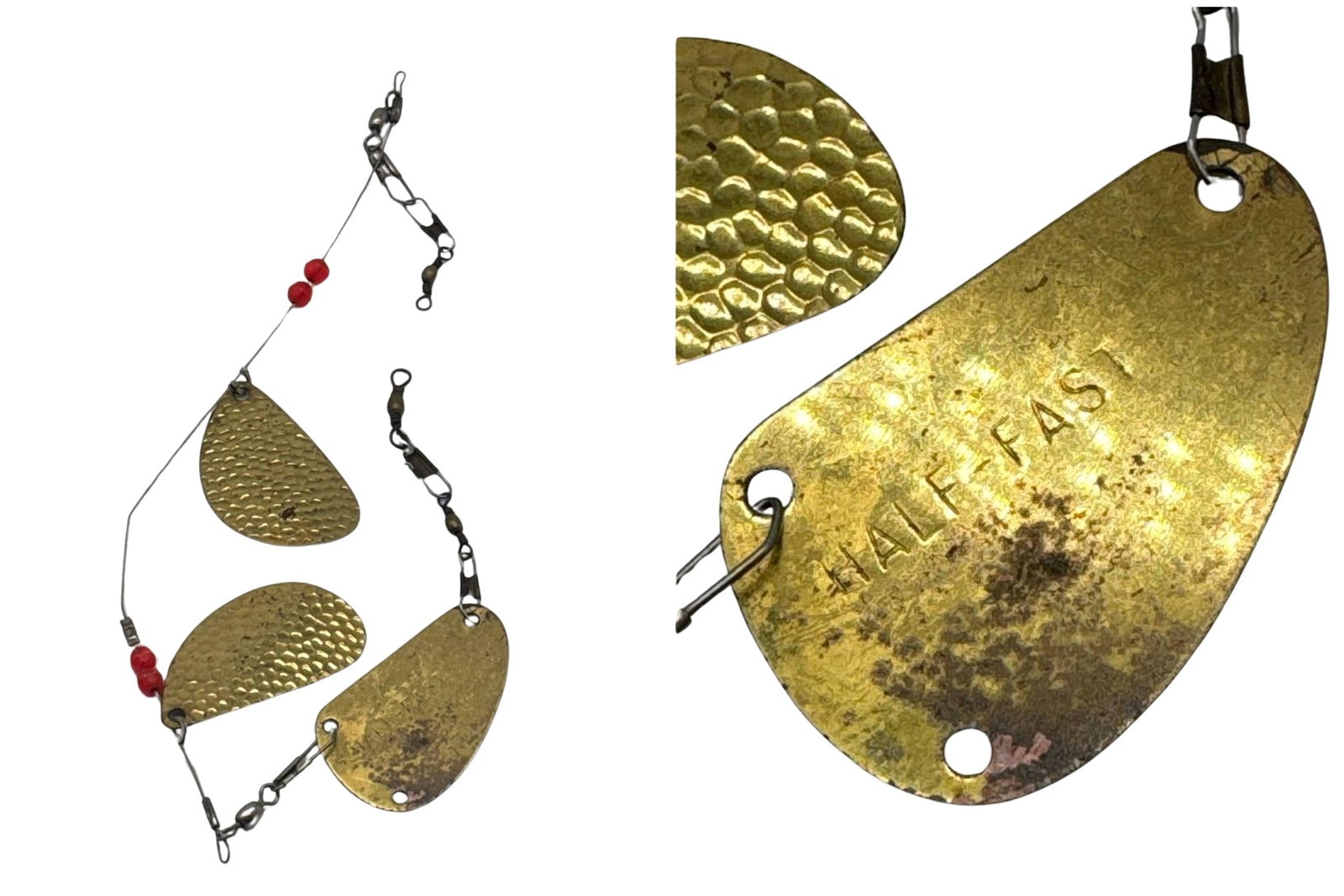 Vintage Brass Fishing Tackle with Red Beads Spinner Bait 20 In (1 of 3)