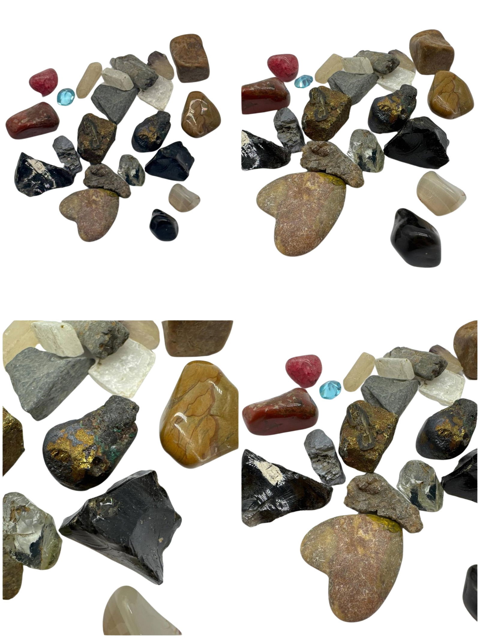 Assorted Polished Gemstone Collection Heart Red Blue Black White Stones (1 of 5)