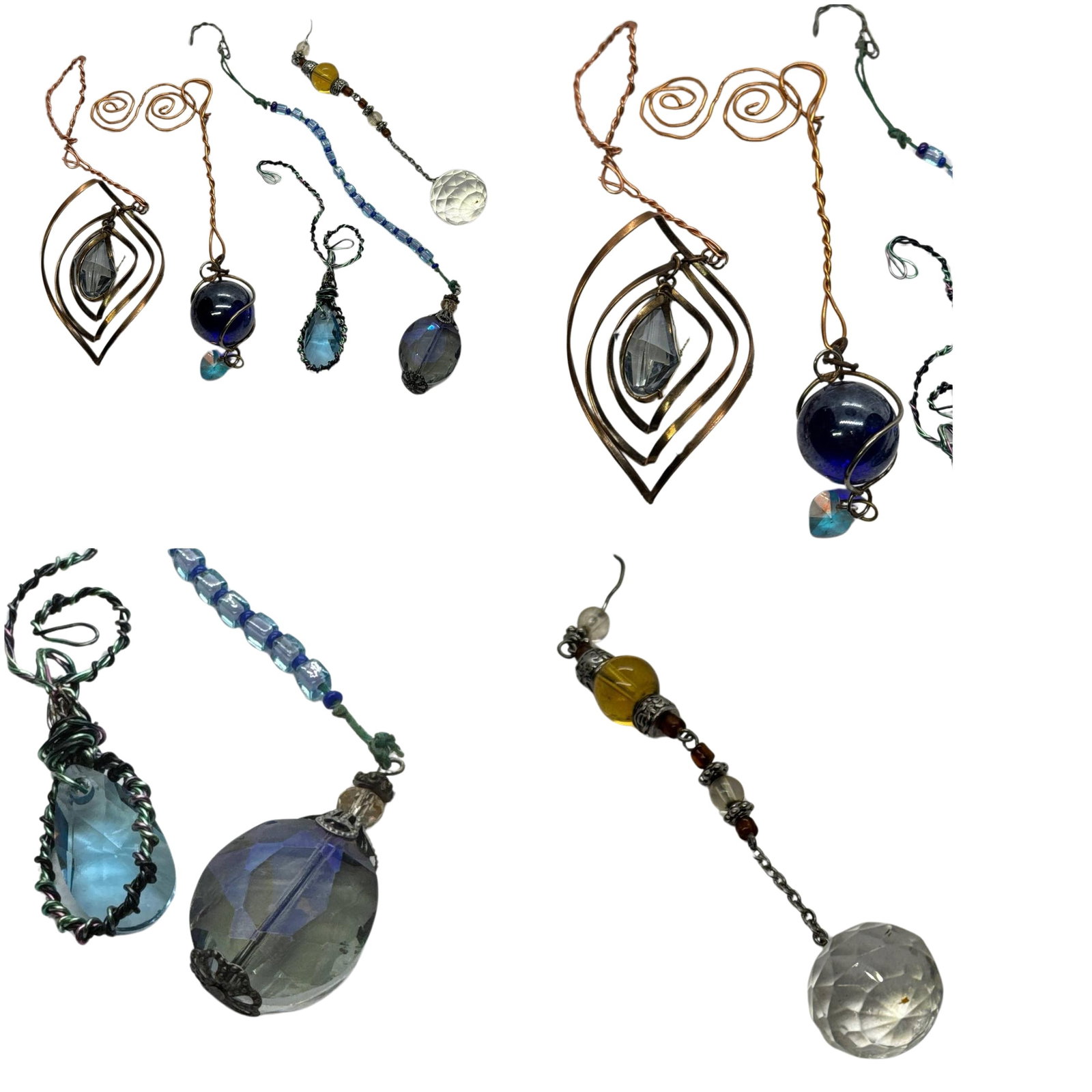 Handmade Copper Wire Wrapped Glass Crystal Suncatcher Ornaments 5in: Handmade copper wire wrapped glass crystal suncatchers are the ideal decorative accents for anyone seeking a bright yet refined aesthetic These captivating ornaments effortlessly transform ordinary li