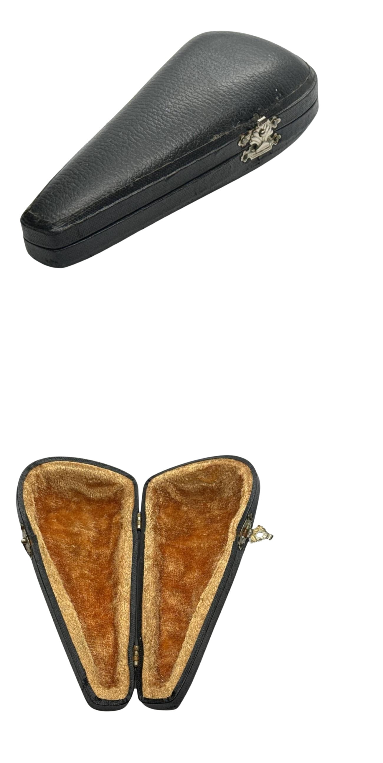 Vintage Black Leather Triangular Jewelry Storage Box Case 6in (1 of 3)